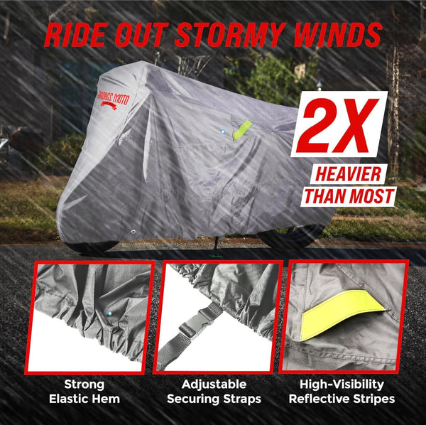 Badass Moto Wasserdichte Roller-Abdeckung – Für Piaggio, Honda, Yamaha Scooter, Mit Reflektorstreifen