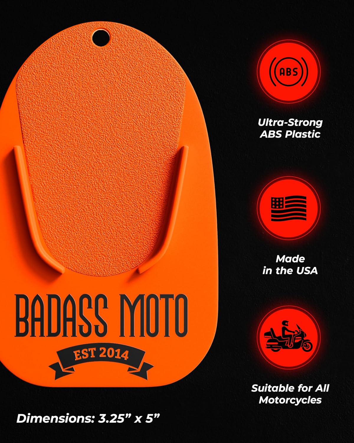 Motorcycle Kickstand Pad Orange