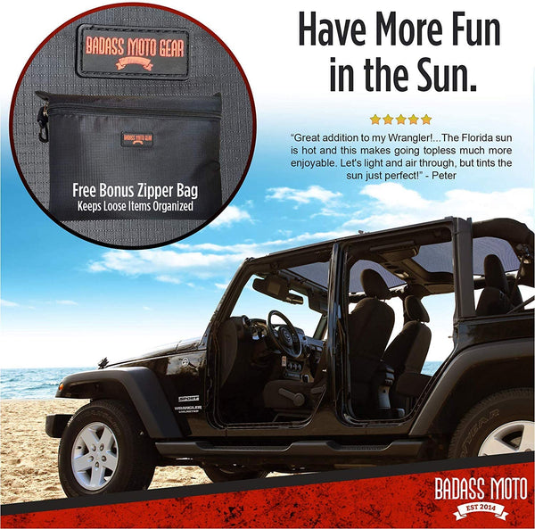 Jeep Wrangler Mesh JKU 4D Sun Shade Top Cover – Badass Moto
