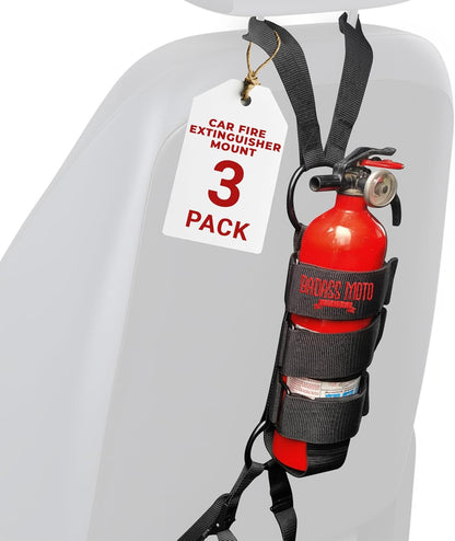 Badass Moto Seat Back Fire Extinguisher Holder - Black 3-Pack