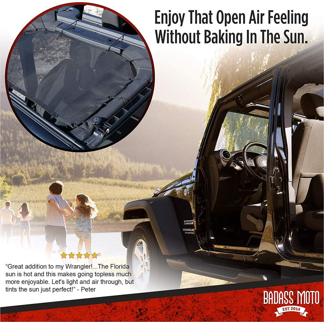 Jeep Wrangler JK Front Door Mesh Sun Shade Top Cover