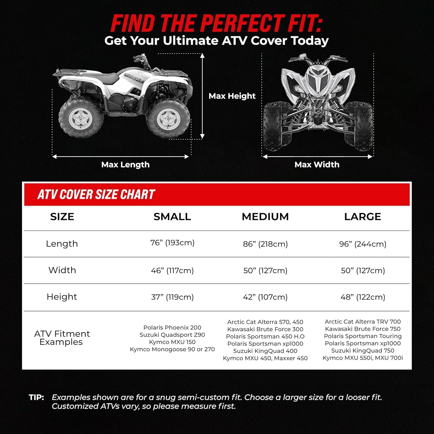 ATV Cover Medium - NoZip 86"