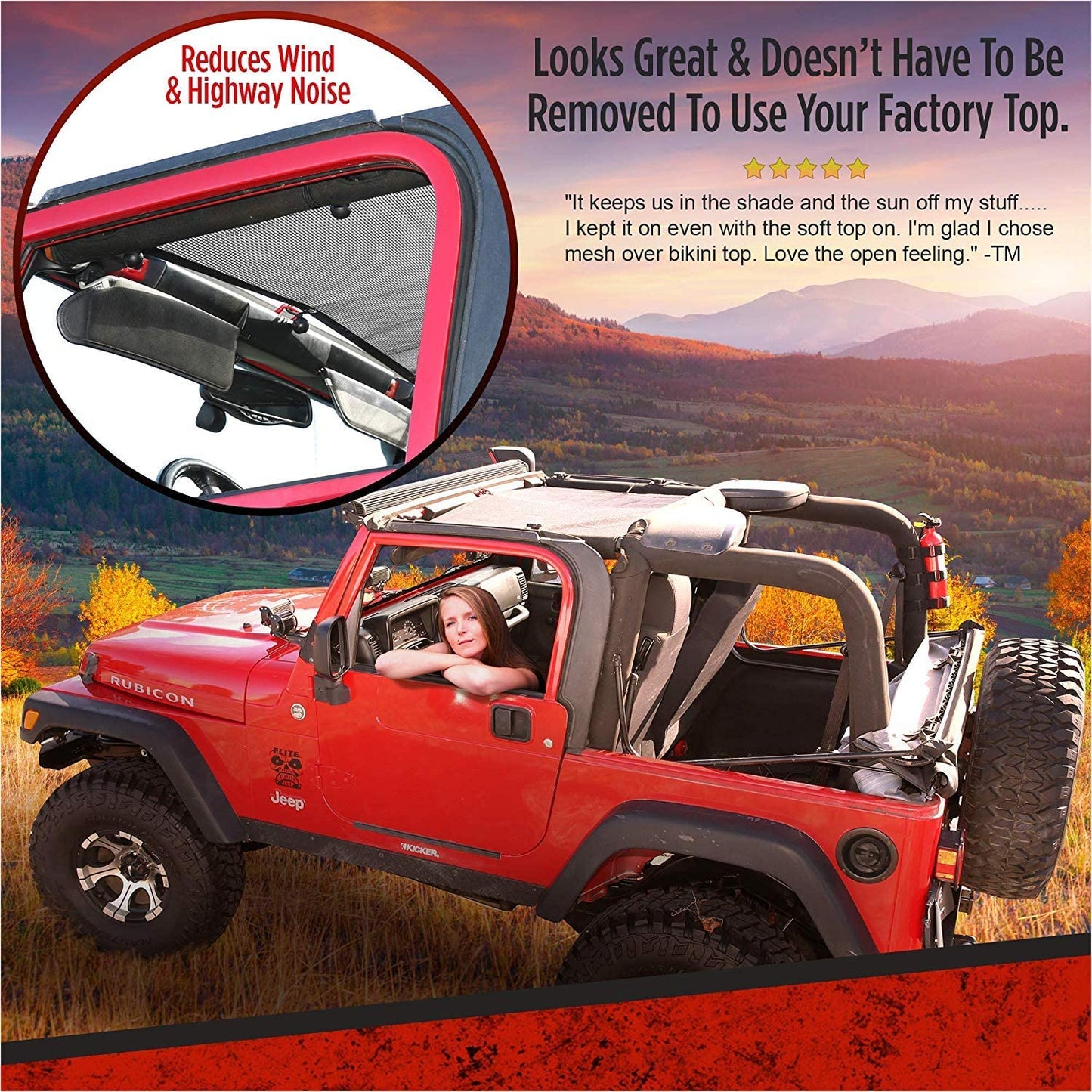 Jeep Wrangler TJ Front Mesh Sun Shade Top Cover