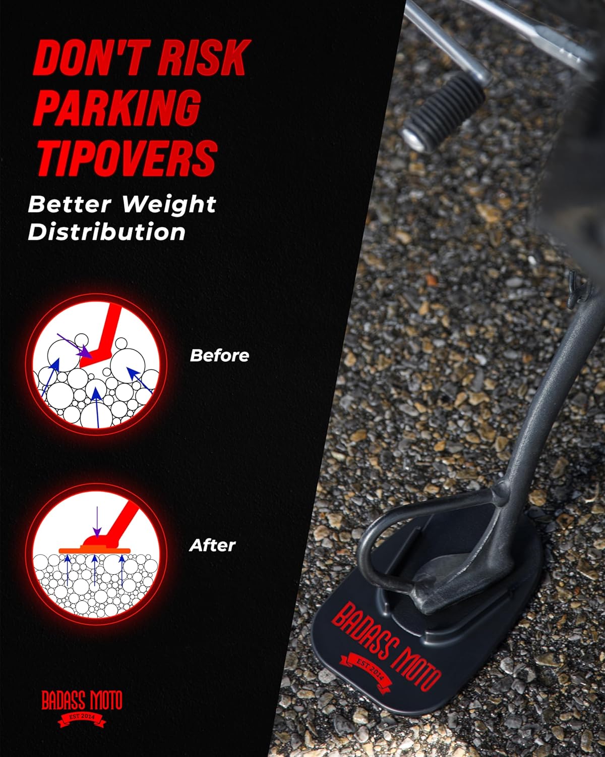 Motorcycle Kickstand Pad Black 4Pk