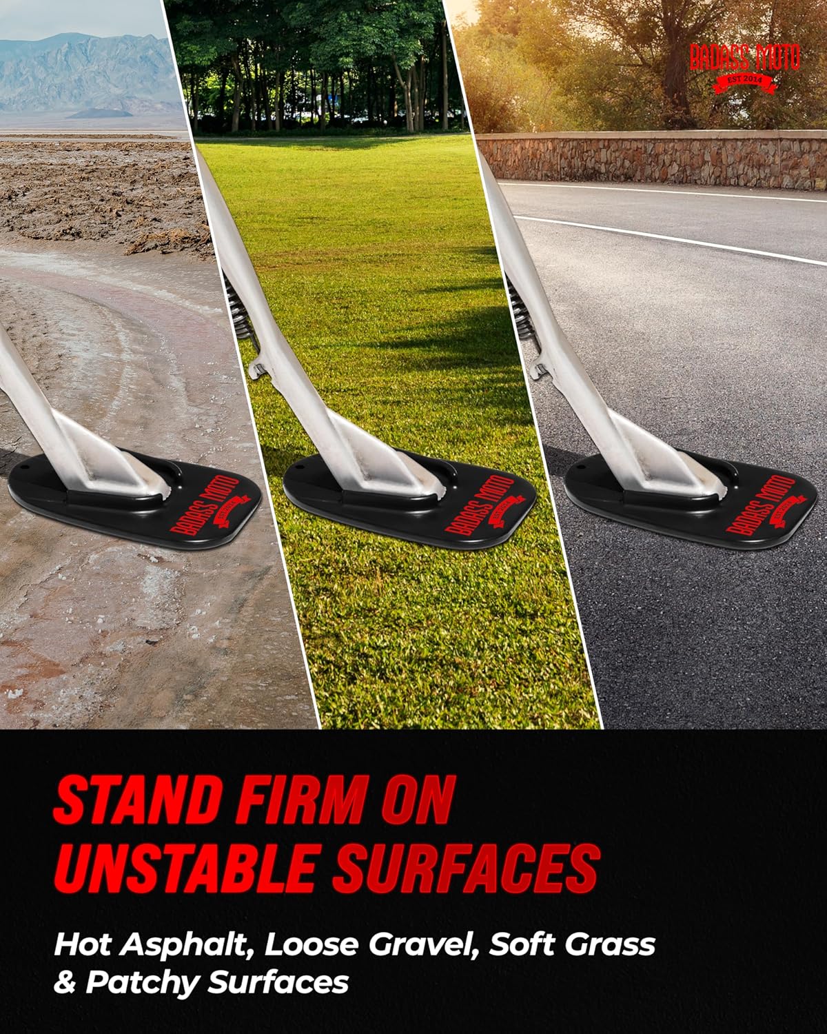 Motorcycle Kickstand Pad Black 4Pk