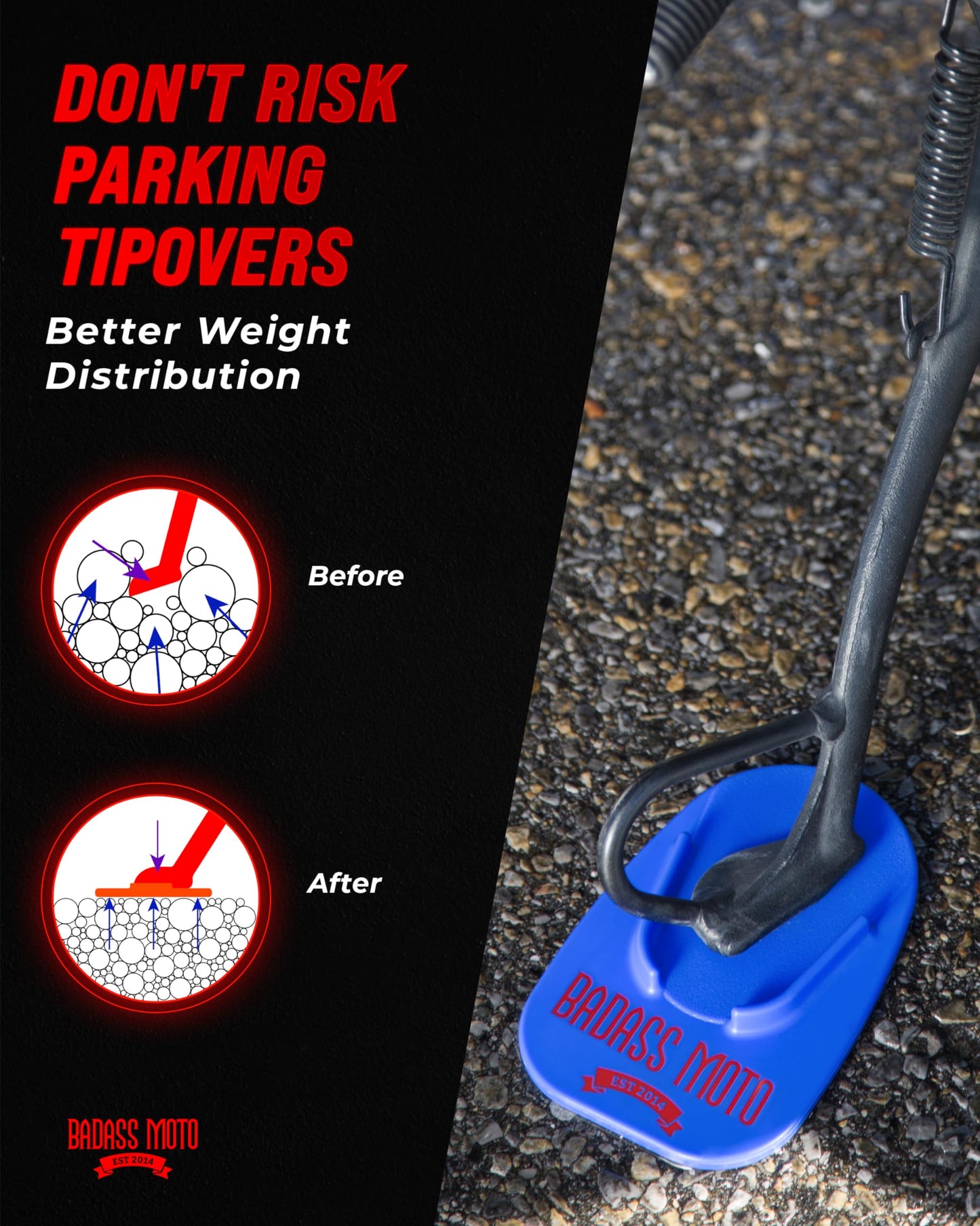 Motorcycle Kickstand Pad — Blue 4-Pack