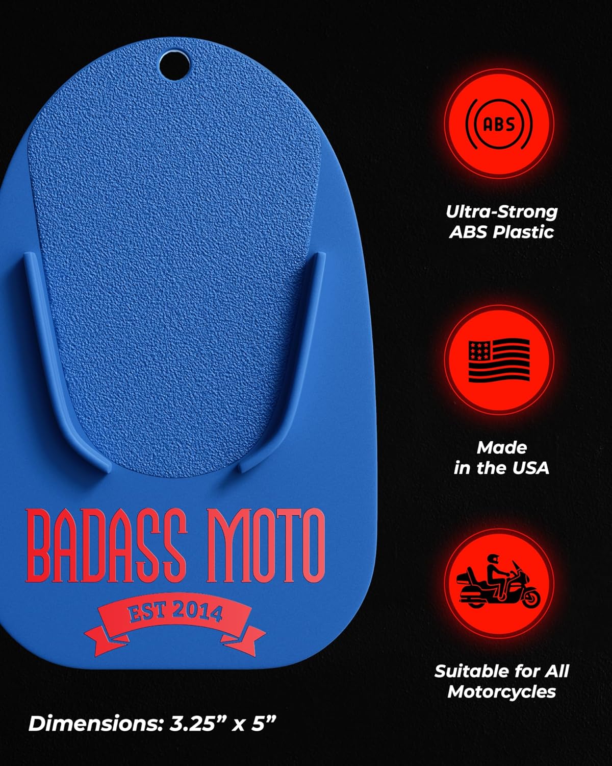 Motorcycle Kickstand Pad Blue
