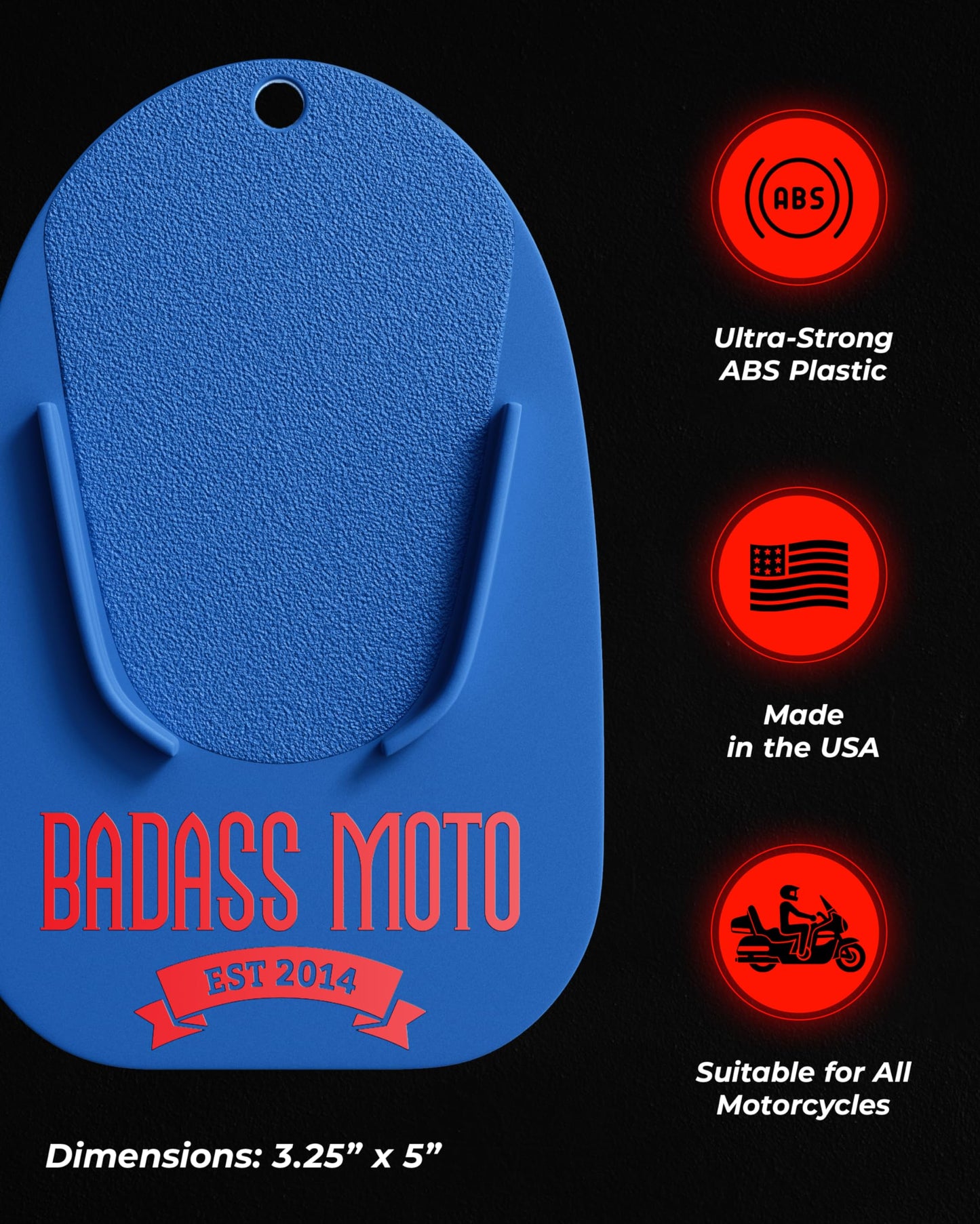 Motorcycle Kickstand Pad — Blue 4-Pack