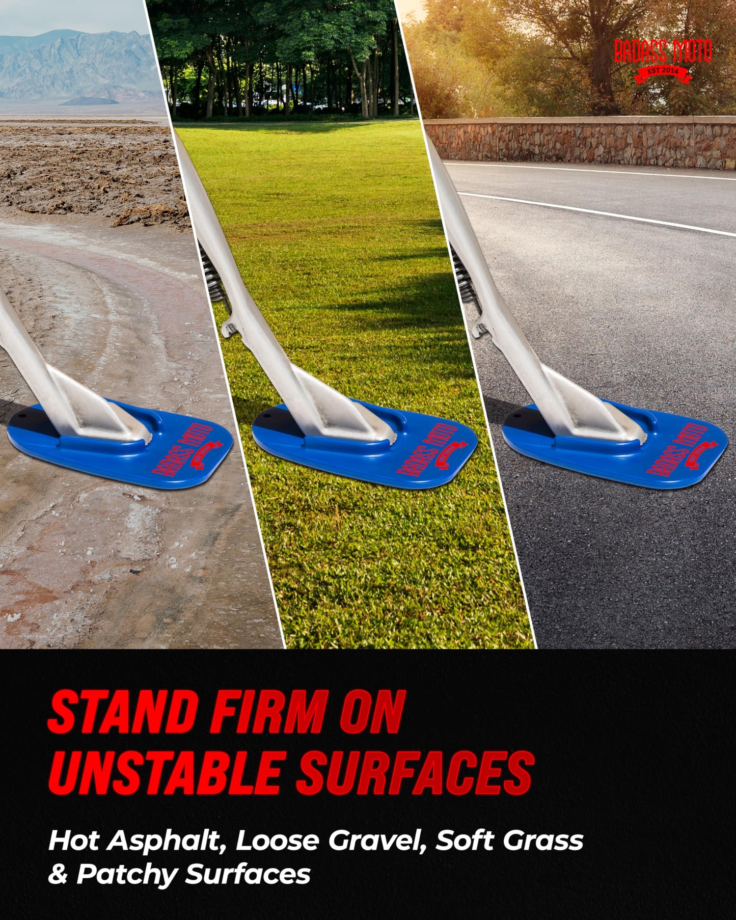 Motorcycle Kickstand Pad — Blue 4-Pack