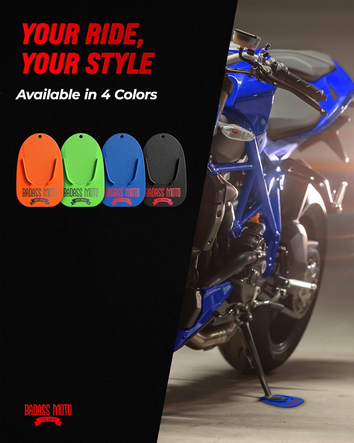 Motorcycle Kickstand Pad Blue