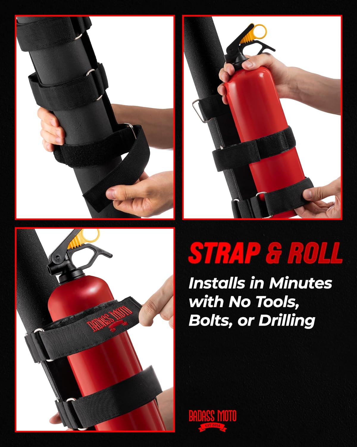 Universal Black Roll Bar Fire Extinguisher Bandage Mount For Jeep Wrangler JL JK TJ & ATV/UTV