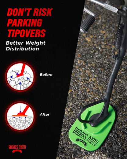 Motorcycle Kickstand Pad — Green 4-Pack