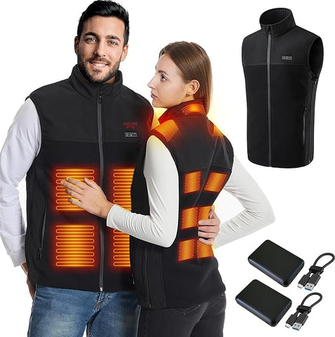 Fleece Mens Heated Vest Battery Pack Included + 2nd Battery. Up to 20 hours heat