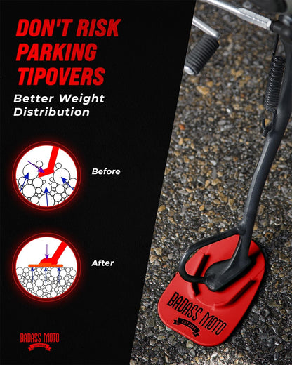 Motorcycle Kickstand Pad Red