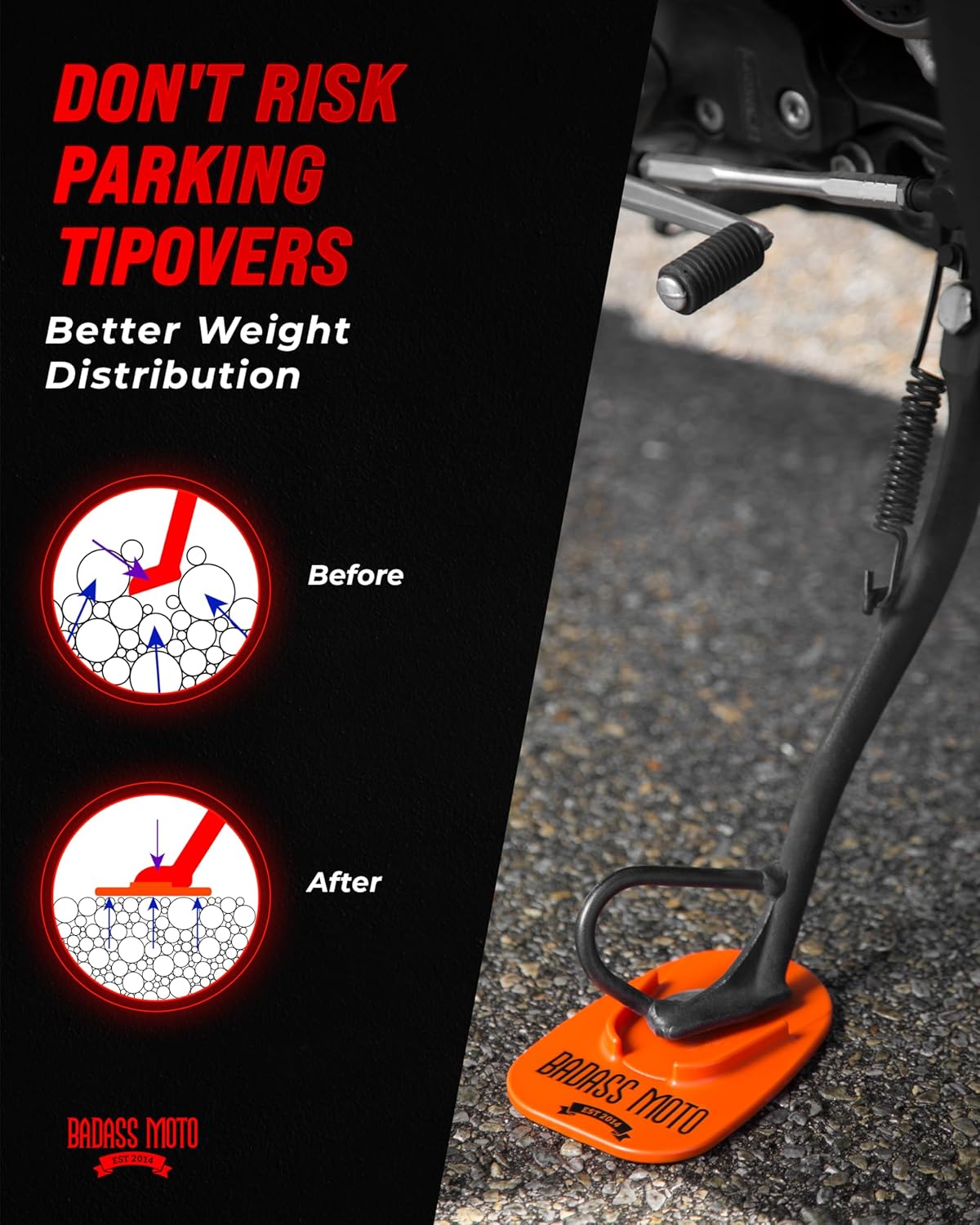 Motorcycle Kickstand Pad Orange 4Pk