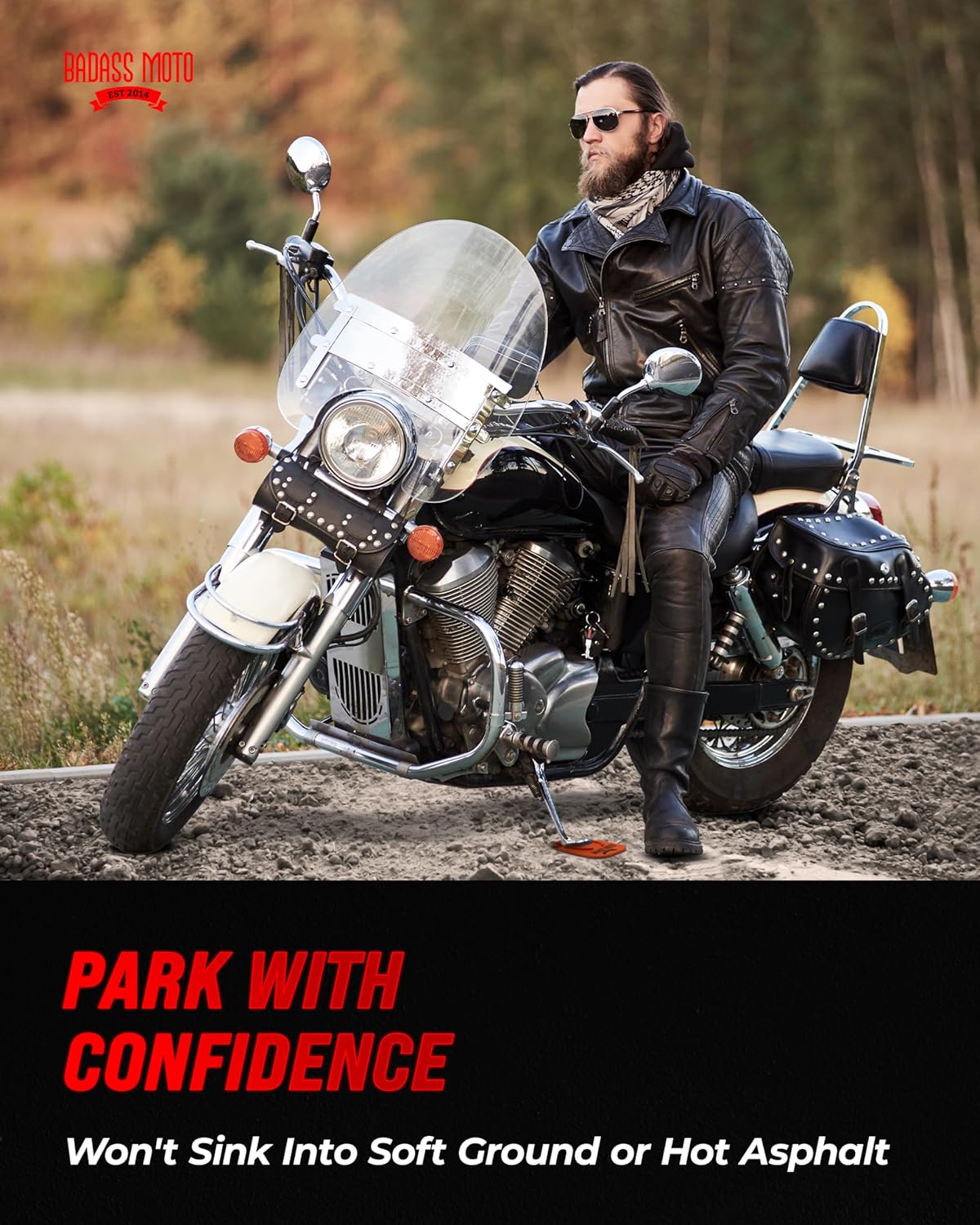 Motorcycle Kickstand Pad Orange 4Pk