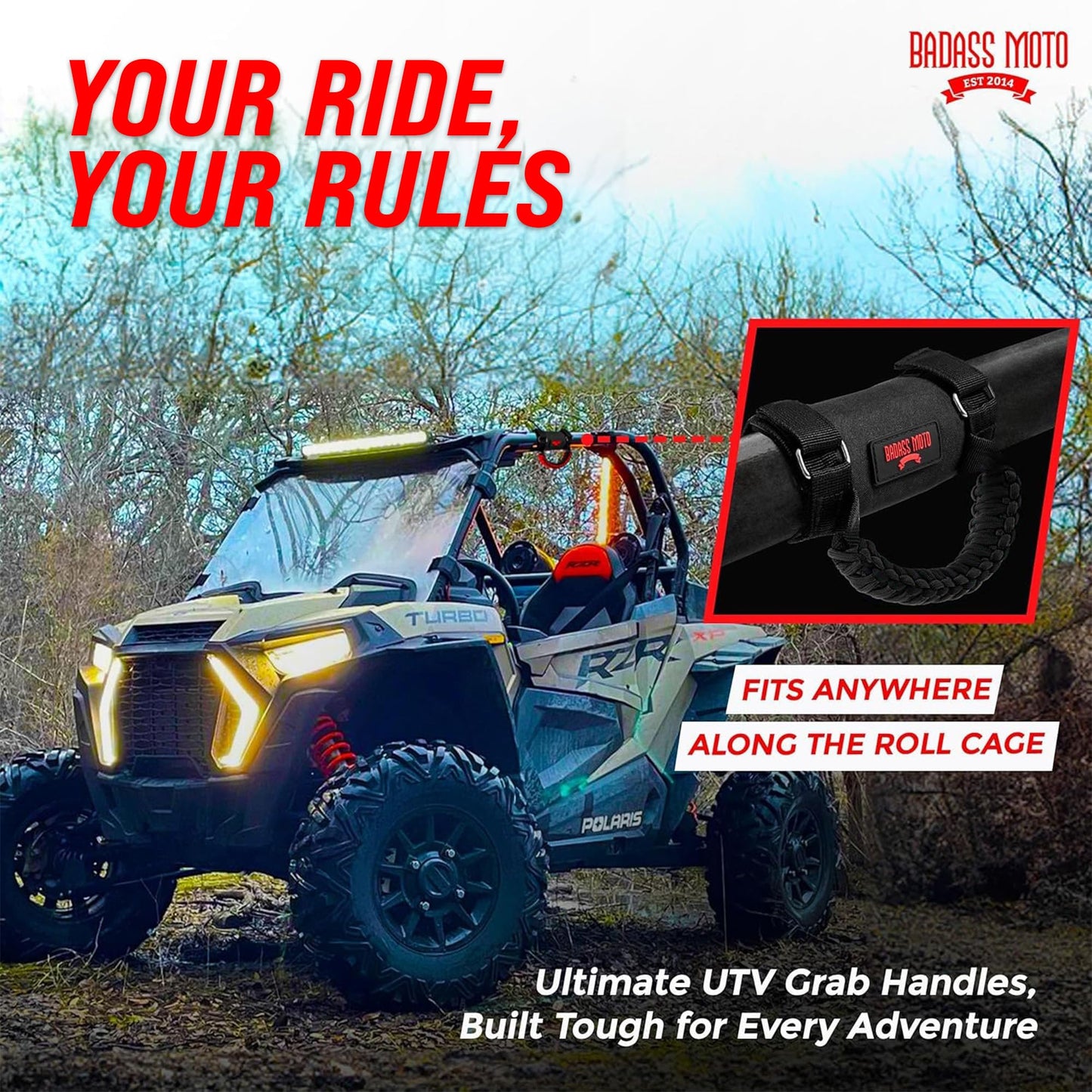 UTV/SxS Grab Handles Paracord BLACK 4Pk