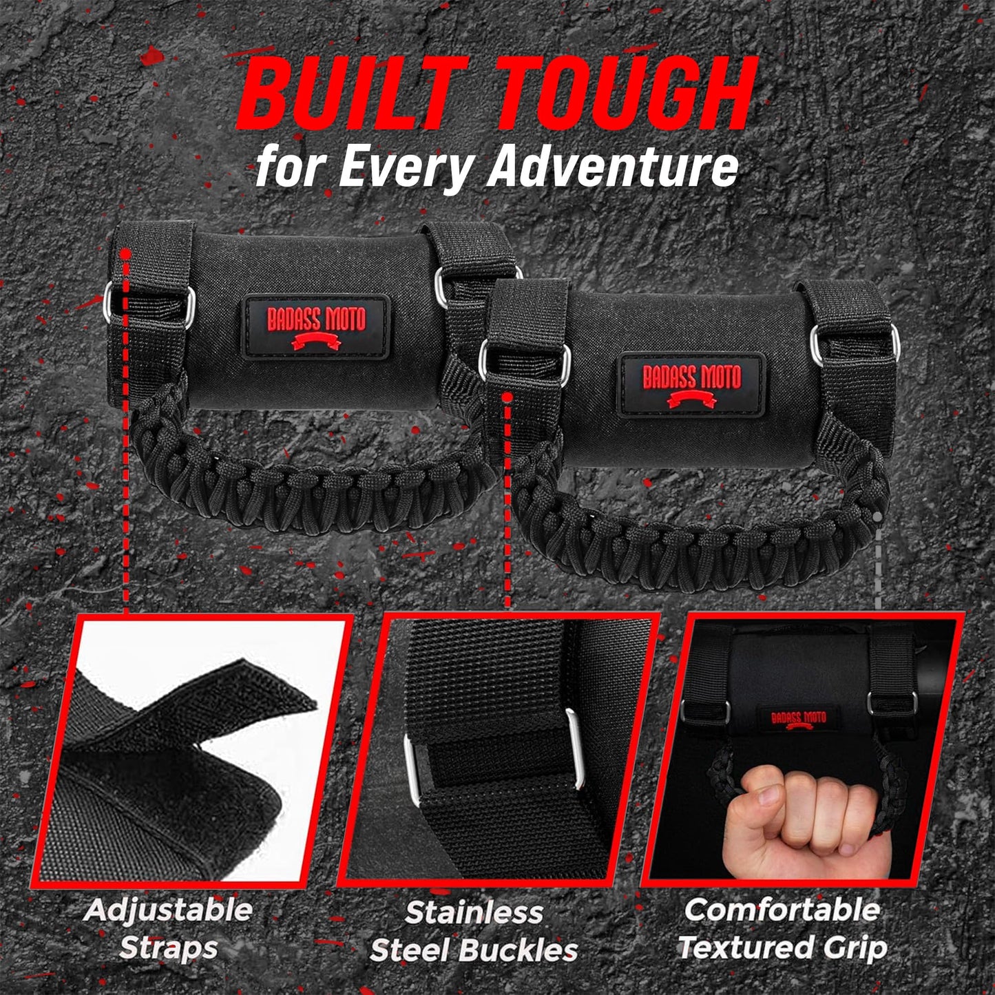 UTV/SxS Grab Handles Paracord BLACK 4Pk