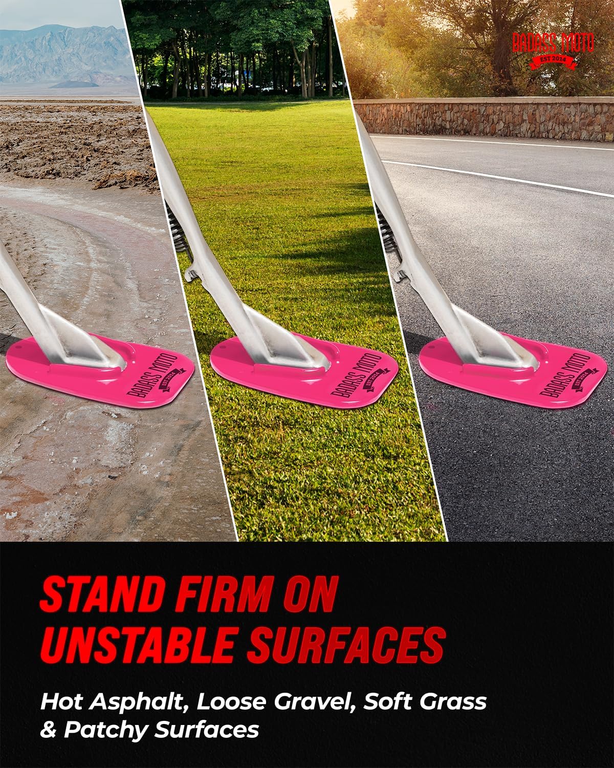 Motorcycle Kickstand Pad Pink