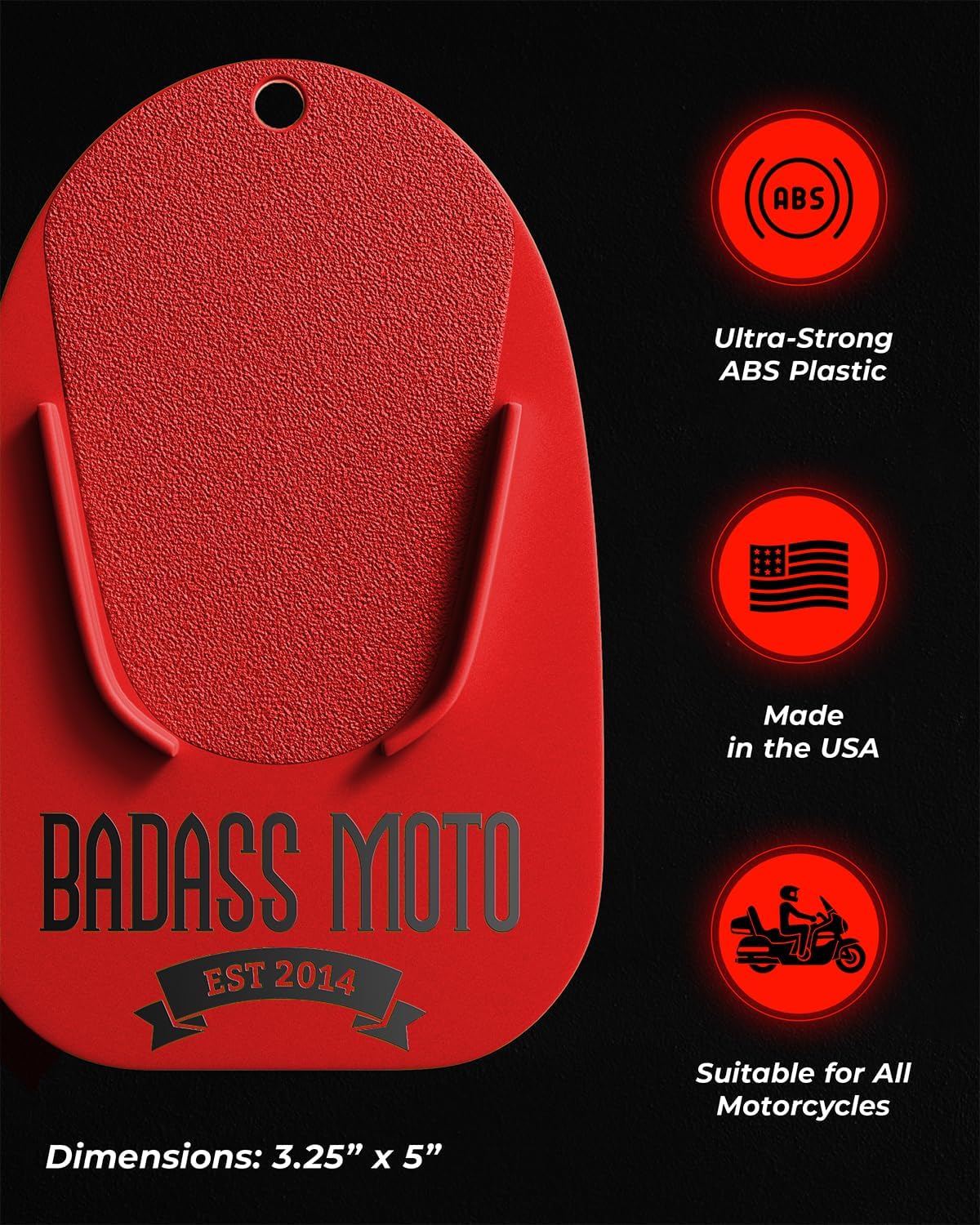 Motorcycle Kickstand Pad — Red 4-Pack