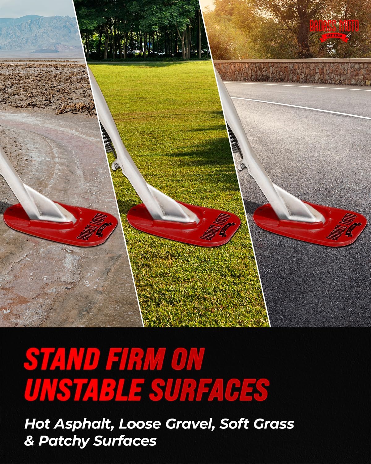 Motorcycle Kickstand Pad — Red 4-Pack