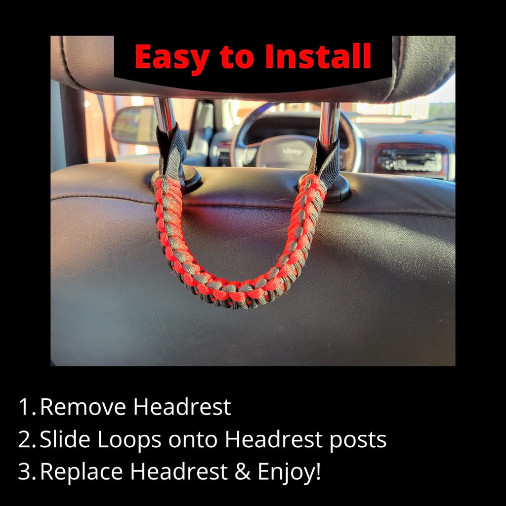 Paracord Headrest Grab Handles for Jeep Wrangler
