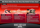 Badass Moto Gear Heavy Duty Ratchet Tie Down Straps - Badass Moto Gear