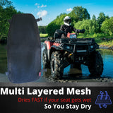 ATV Seat Covers. 3D Mesh Air Flow Four wheeler Seat Cover. Stops Hot Seat, Keeps You Dry. Hide Ugly Rips. ATV Accessories Seat For Fourtrax Rancher, Foreman, Grizzly, Sportsman, Outlander.