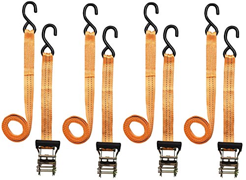 Heavy Duty Ratchet Straps Tie Downs S Hooks- 1.5 in x 10 4 Pck