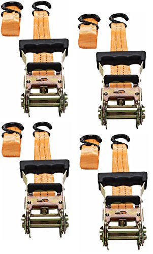 Heavy Duty Ratchet Straps Tie Downs S Hooks- 1.5 in x 10 4 Pck